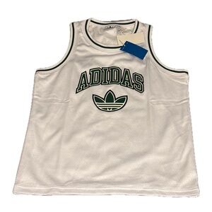 NWT Adidas Youth White and Green Jersey Tank